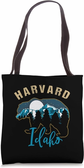 Harvard Idaho Bear Silhouette Moon Forest Mountains Tote Bag