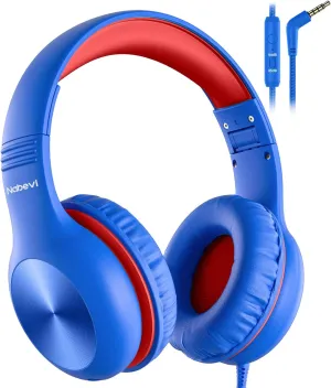 Headphones for Kids for School, Kids Headphones with Microphone, Sharing Function, 85dB/94dB Safe Volume Limit, Over Ear Kid Headphone for School, On-line Study, Travel, Glaze Blue