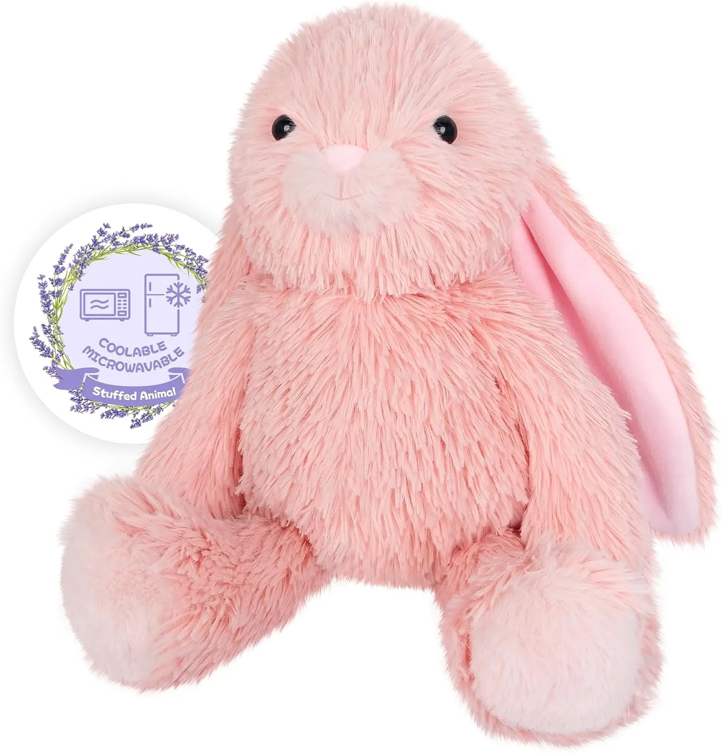 Heatable & Coolable Pink Bunny Stuffed Animal Heating Pad for Soothing & Relaxation, Lavender Pink Bunny Plush for Discomfort, Rabbit Stuffed Animals for Kids, Bunny Plushies Gifts