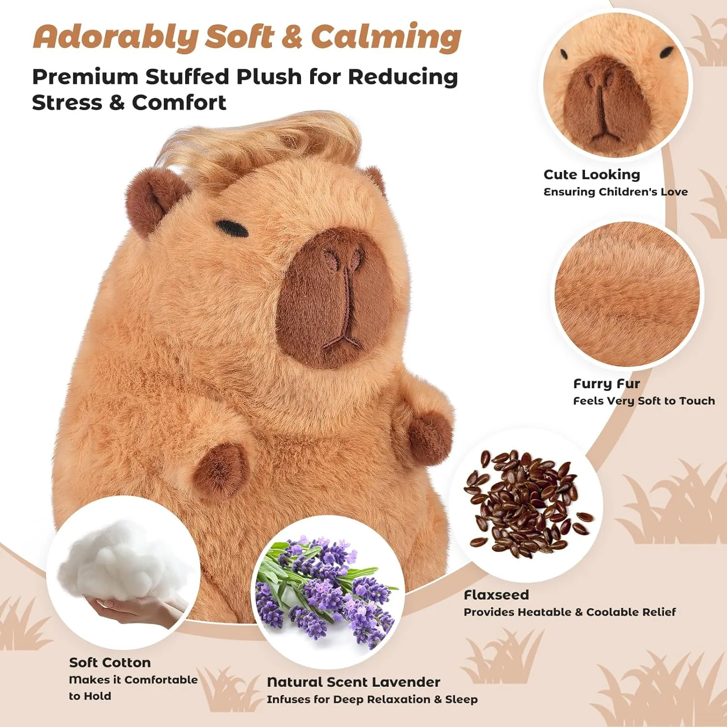 Heatable Capybara Plush – Microwavable & Coolable Stuffed Animal, Funny Heating Pad for Muscle Pain, Weighted Capybara Stuffed Animal, Novelty Gift for Adults & Kids, Cuddly Stuffed Toy for Companion
