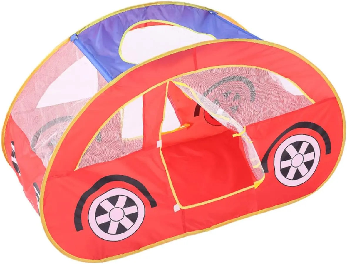 HEMOTON Red Mesh Tent Portable Indoor Castle for Foldable Design with Ocean Ball Pool Durable Playhouse for Ages Easy