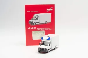 Herpa 013826 Minikit: Mercedes-Benz Sprinter 18 Fahrtec RTW, White in Miniature for Crafting, Collecting and as a Gift