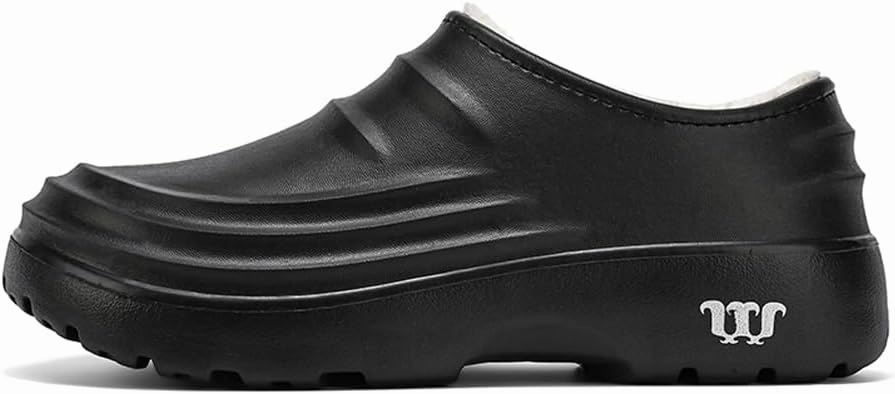 HiGropcore Fur Lined Platform Clogs, Waterproof Winter Clog Slippers for Women Men, Slip-Resistant Easy Clean Kitchen Shoes