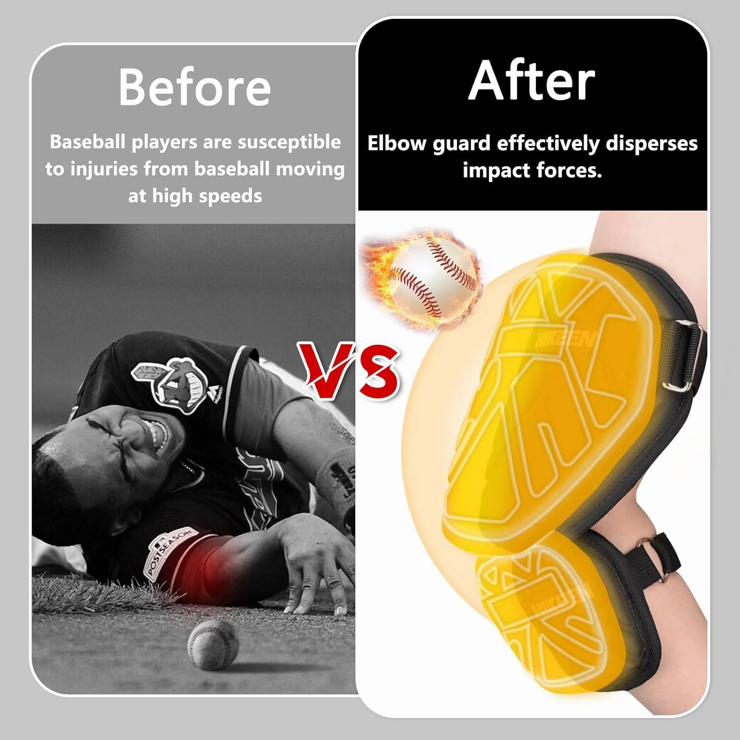 Hikeen Baseball Elbow Guard, Batter Elbow Pads Forearm Guard for for Softball & Baseball Batting Protecting Biceps Forearm Elbow, Elbow Shield for Adults