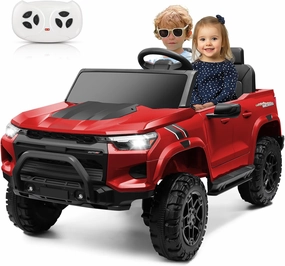 Hikole 24V 2 Seater Ride on Truck Car for Kids with Remote Control, 4WD/2WD Switchable Power Car Wheels w/Toy Storage, 200W×4 Engine, Bluetooth, USB & MP3, 3-Speed Electric Car for Kids, Red