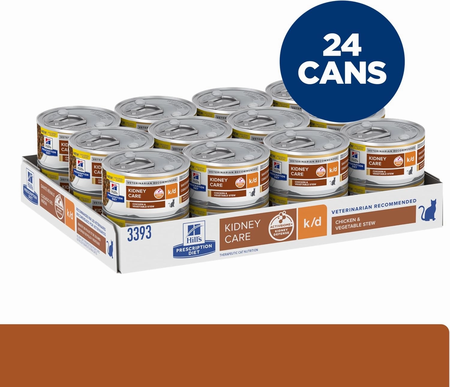 Hill's Prescription Diet k/d Kidney Care Chicken & Vegetable Stew Wet Cat Food, Veterinary Diet, 2.9 oz. Cans, 24-Pack