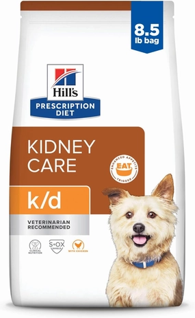 Hill's Prescription Diet k/d Kidney Care with Chicken Dry Dog Food, Veterinary Diet, 8.5 lb. Bag