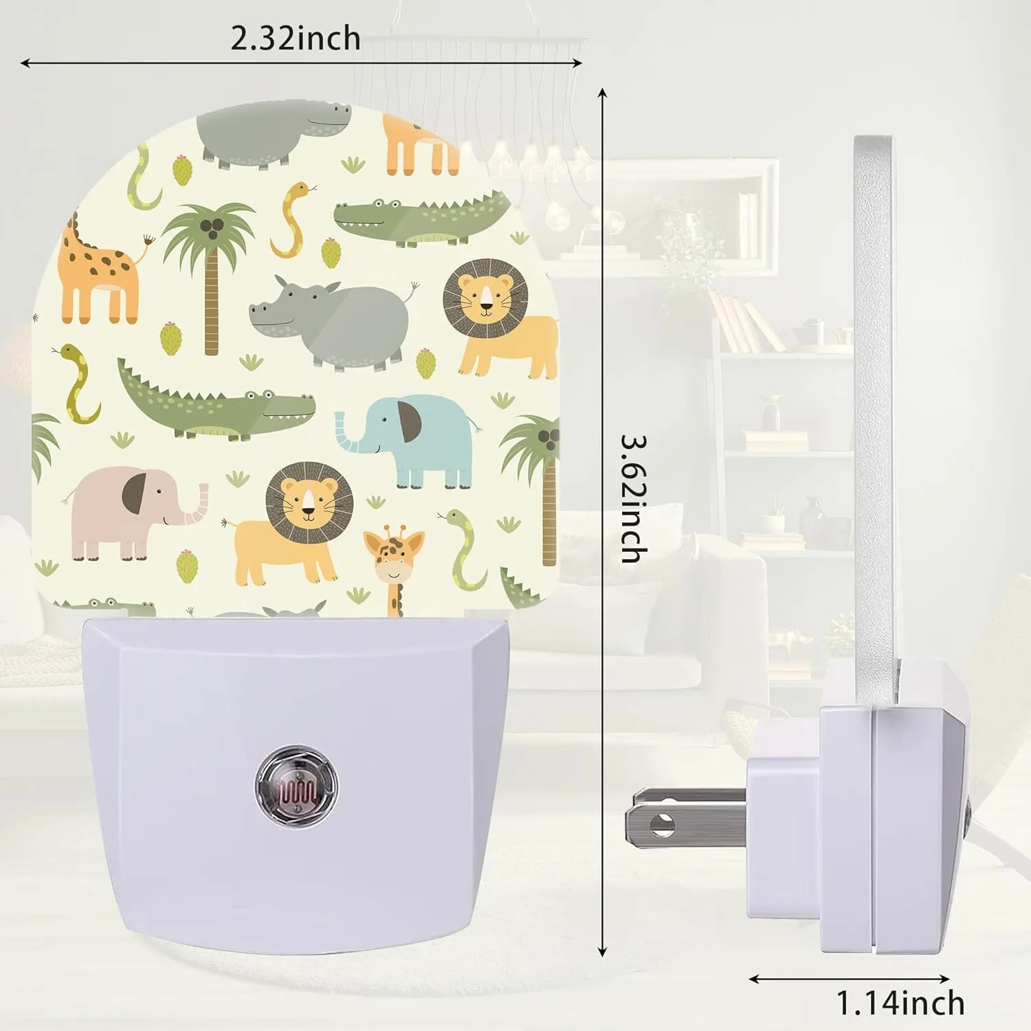 Hippo Crocodile Lion Night Light, Cute Animals Night Light Plug into Wall with Dusk to Dawn Sensor, LED Lamp Energy Saving Lights for Men Women Boys Girls,Lamp for Bedroom Bathroom Hallway