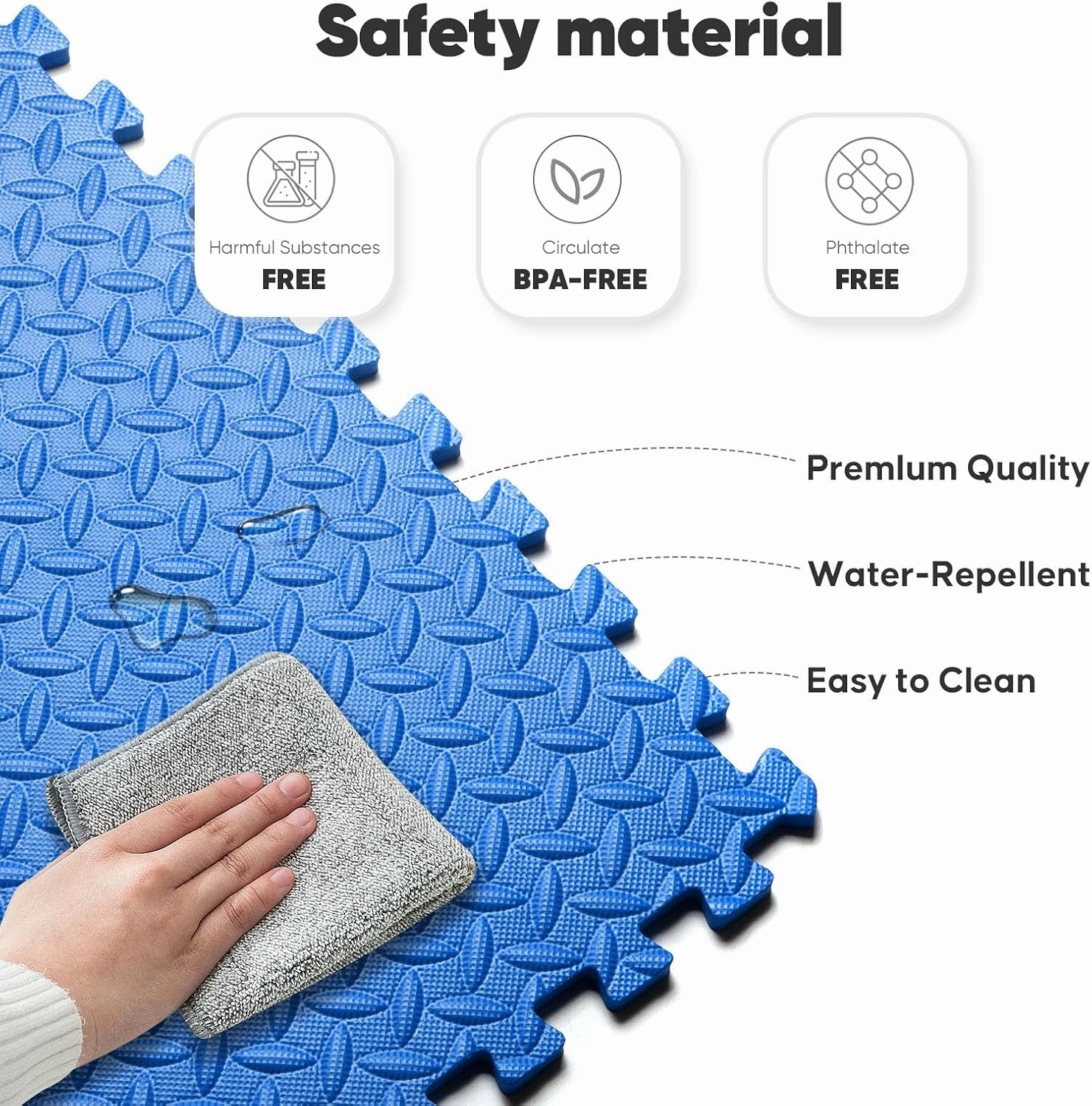Home Gym Mat, Puzzle Exercise Mat, EVA Interlocking Foam Floor Tiles for Home Workout Equipment and Kids' Play Areas - Black, 24 in x 24 in x ½ in - 24 Tiles (Black, 24 Pack, 96 SQ FT)
