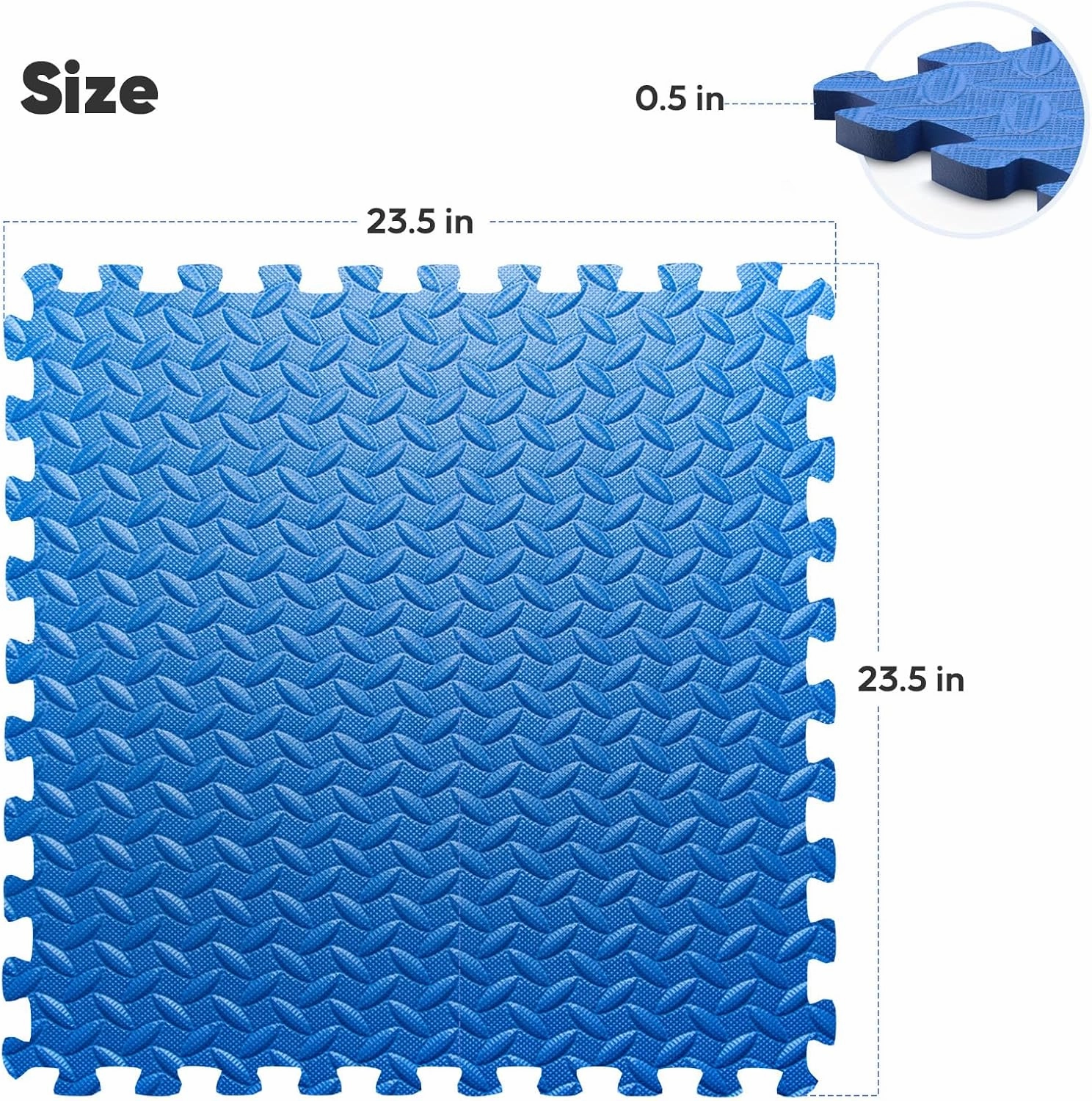 Home Gym Mat, Puzzle Exercise Mat, EVA Interlocking Foam Floor Tiles for Home Workout Equipment and Kids' Play Areas - Black, 24 in x 24 in x ½ in - 32 Tiles (Black, 32 Pack, 128 SQ FT)