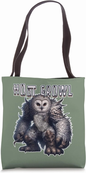 Hoot Growl Half Man Half Owl Half Bear Tote Bag