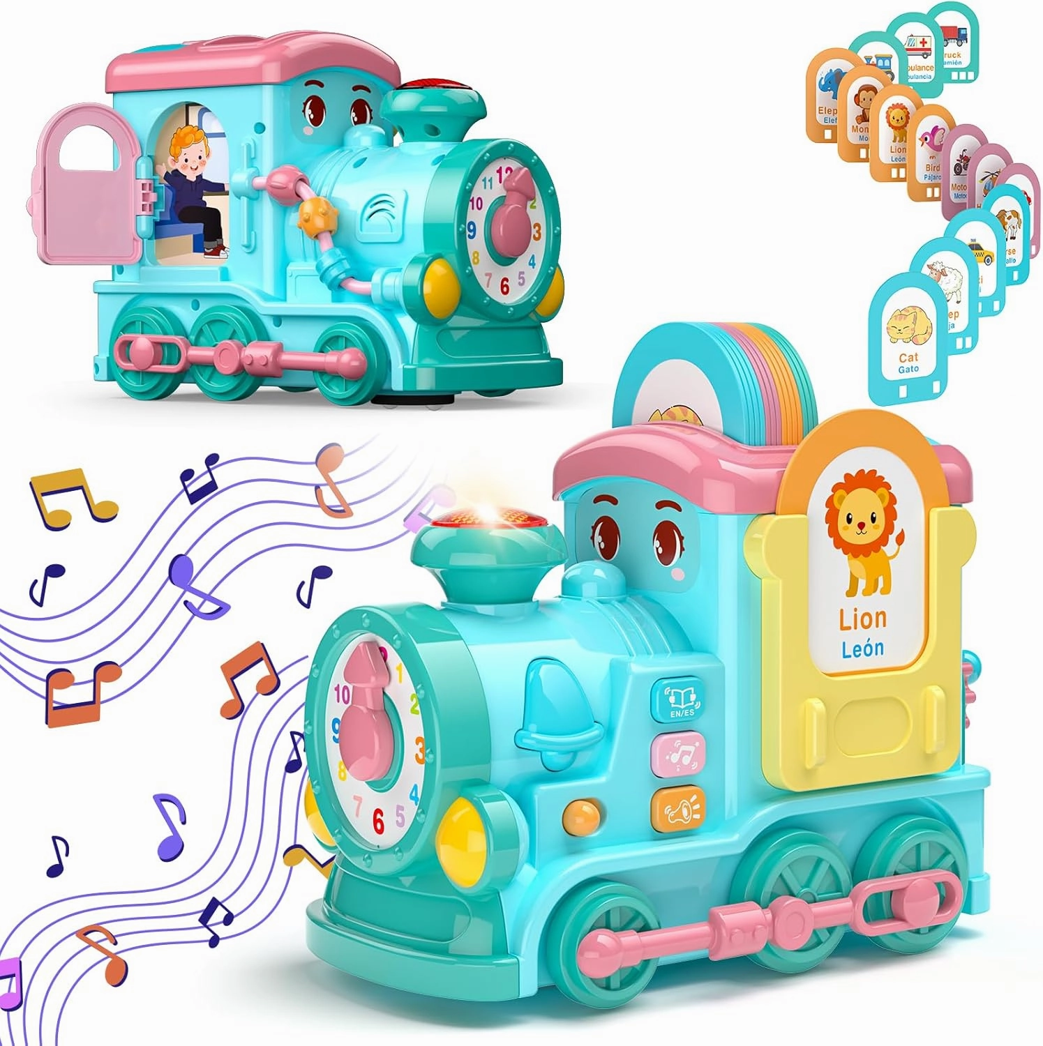 Hot Bee Montessori Toys,Learning Boy Toys,Toys for Ages18Months ,24-in-1 Multi Musical Train withTalking Flash Cards,Crawling,Learning , Motor Skills