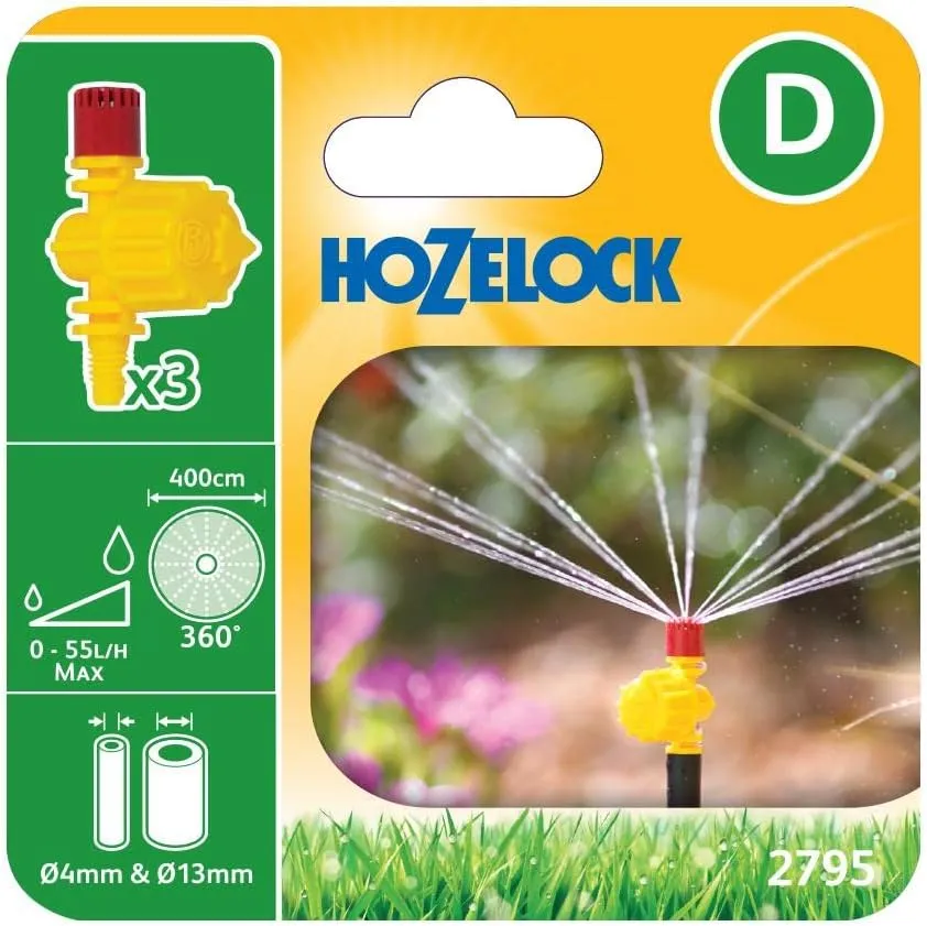 Hozelock 360 Degree Adjustable Micro Jet, 4/13 mm - Pack of 3