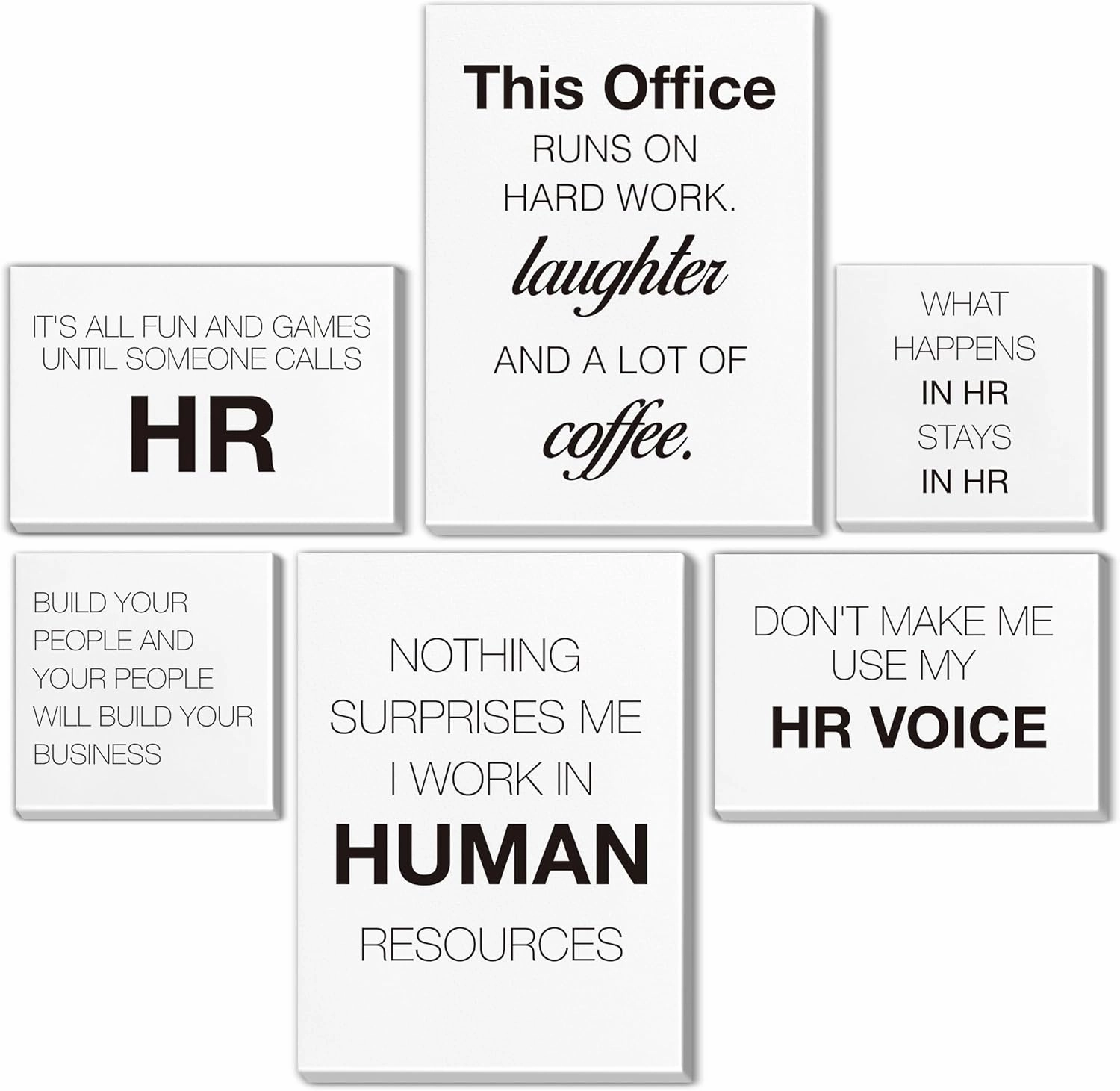 HR Office Decor Human Resources Office Artwork Wall Decor Modern Human Resource Posters Set of 6 Framed Canvas, Funny HR Gifts