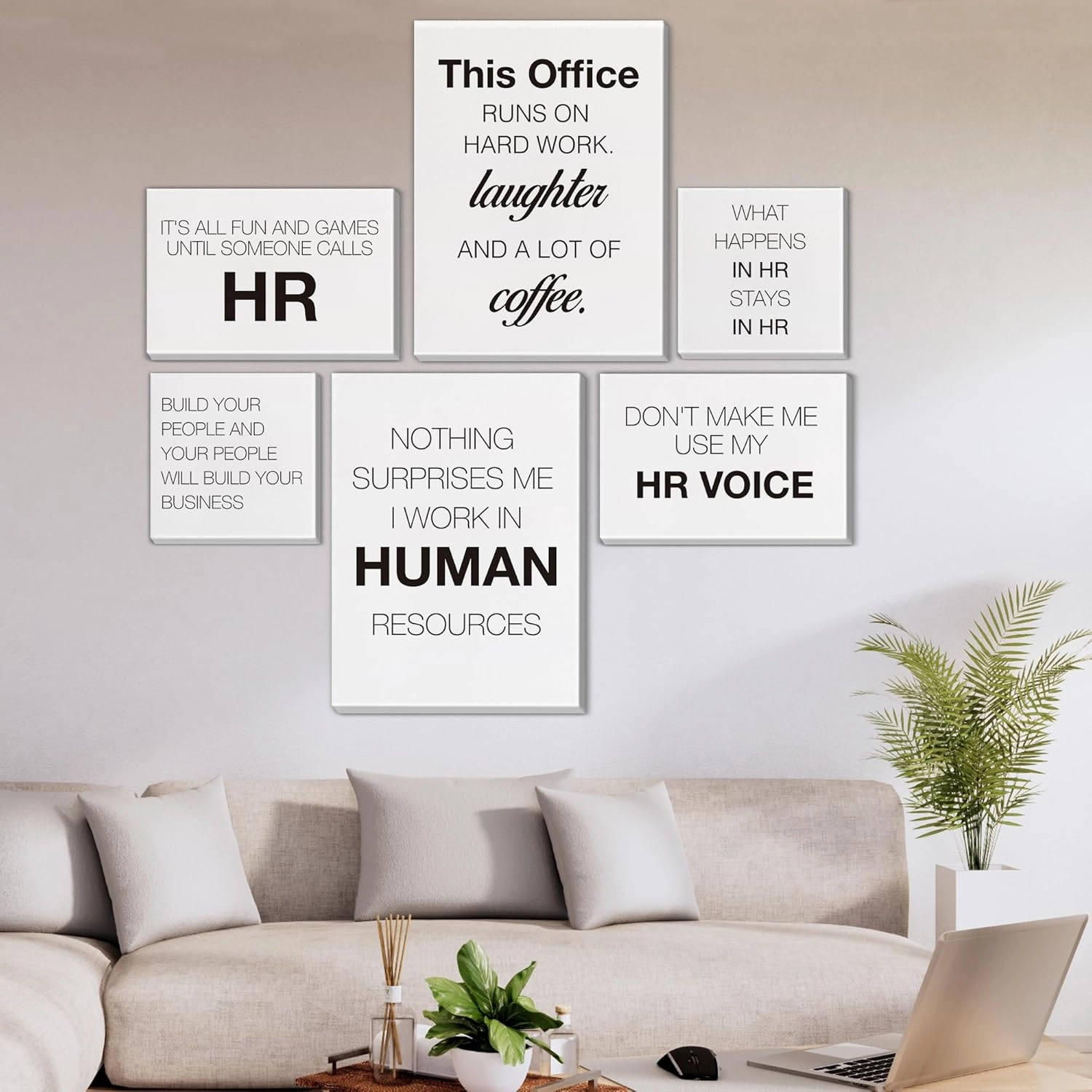 HR Office Decor Human Resources Office Artwork Wall Decor Modern Human Resource Posters Set of 6 Framed Canvas, Funny HR Gifts