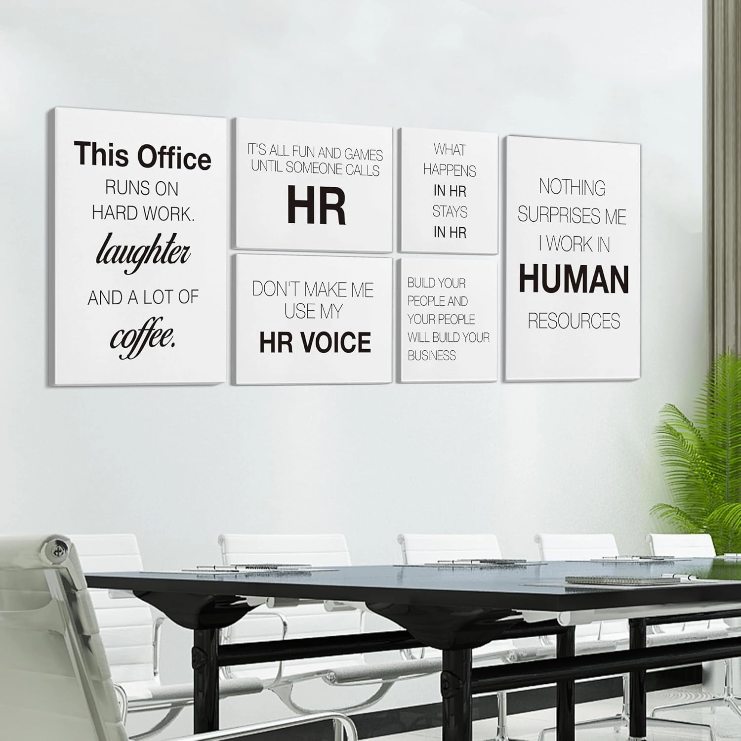 HR Office Decor Human Resources Office Artwork Wall Decor Modern Human Resource Posters Set of 6 Framed Canvas, Funny HR Gifts