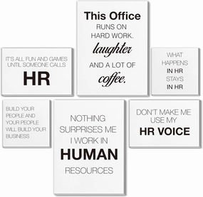 HR Office Decor Human Resources Office Artwork Wall Decor Modern Human Resource Posters Set of 6 Framed Canvas, Funny HR Gifts