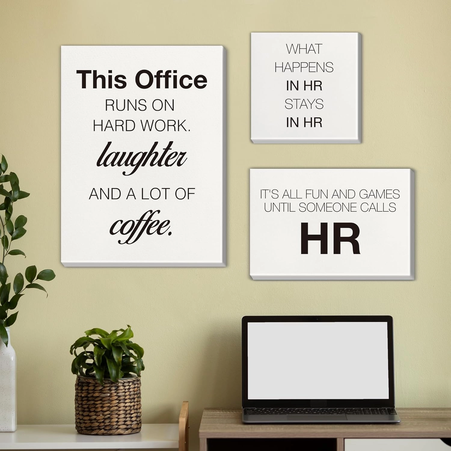HR Office Decor Human Resources Office Artwork Wall Decor Modern Human Resource Posters Set of 6 Framed Canvas, Funny HR Gifts