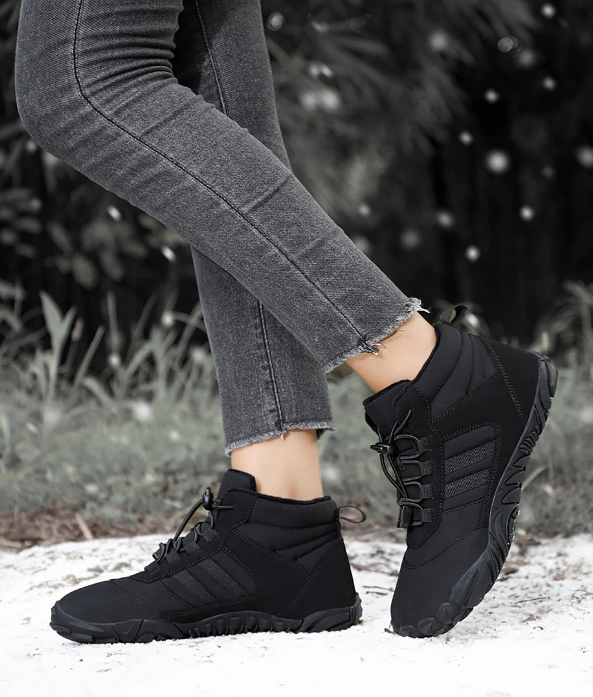 Hrtesus Hike Winter Barefoot Shoes Women Men, Winter Footwear Boots Wide Toe Non-Slip Highly Elastic Sneakers