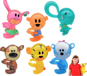 Hug Me Inflatable Safari Wild Zoo Animals (24 Pack) – Hugging Arms Elephant, Tiger, Monkey, Rabbit, Bunny, Teddy Bear Jungle Party Decorations