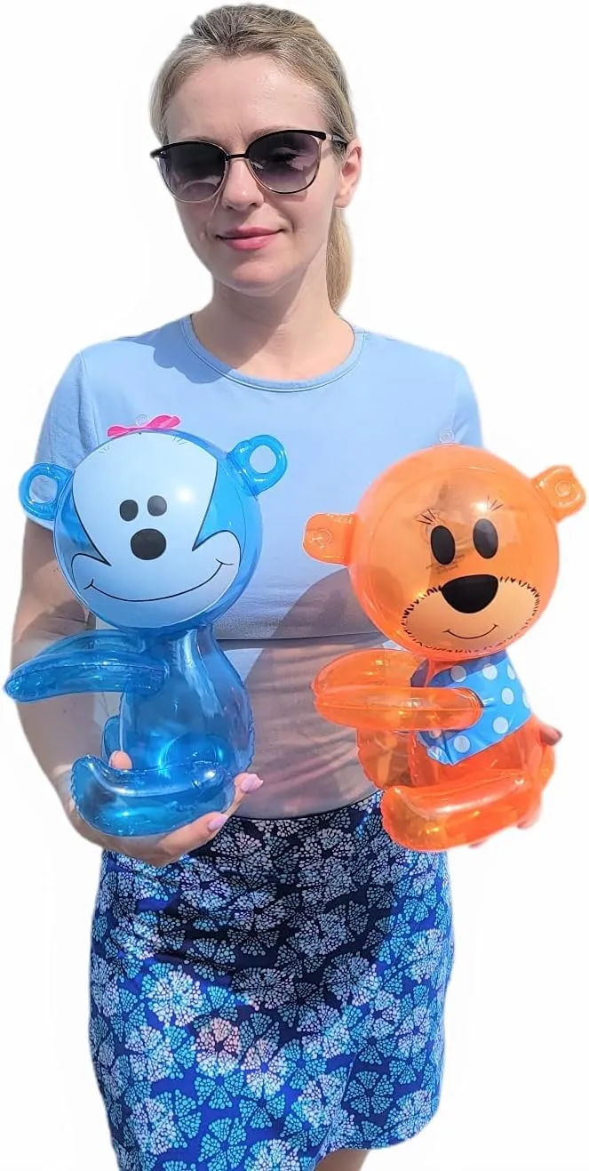 Hug Me Inflatable Safari Wild Zoo Animals (24 Pack) – Hugging Arms Elephant, Tiger, Monkey, Rabbit, Bunny, Teddy Bear Jungle Party Decorations