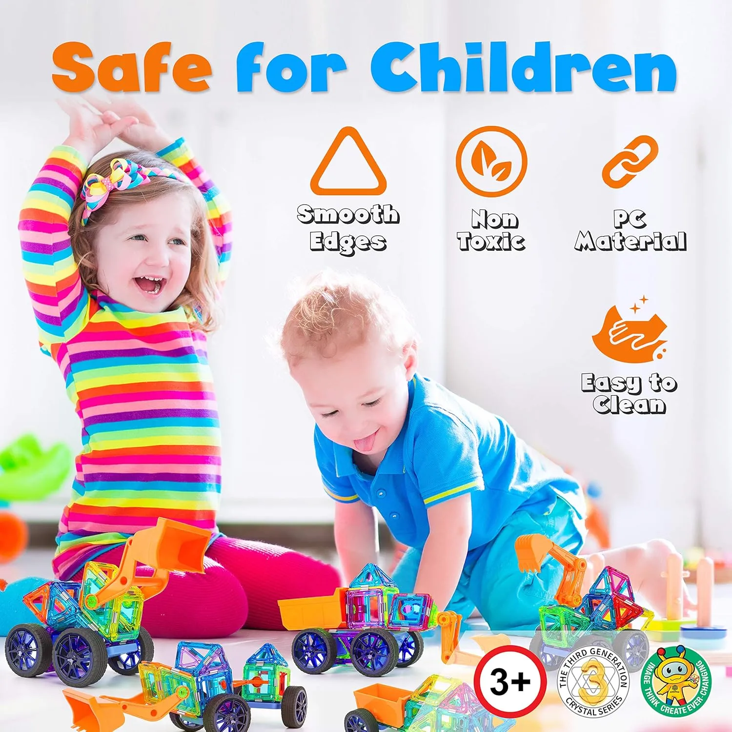 Hurtle Magnetic Blocks Wheels Set - Compatible with Other Brands of Standard Size Magnetic Tiles, Magnetic Toys Wheels Bases for Kids/Toddlers (2 pcs.)