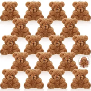 HyDren 18 Pcs 4 Inch Mini Plush Bears Small Bear Stuffed Animal Toys Tiny Fuzzy Soft Animal Stuffed Doll for Christmas Birthday Party Favors Kid DIY Keychain Decor(Brown)