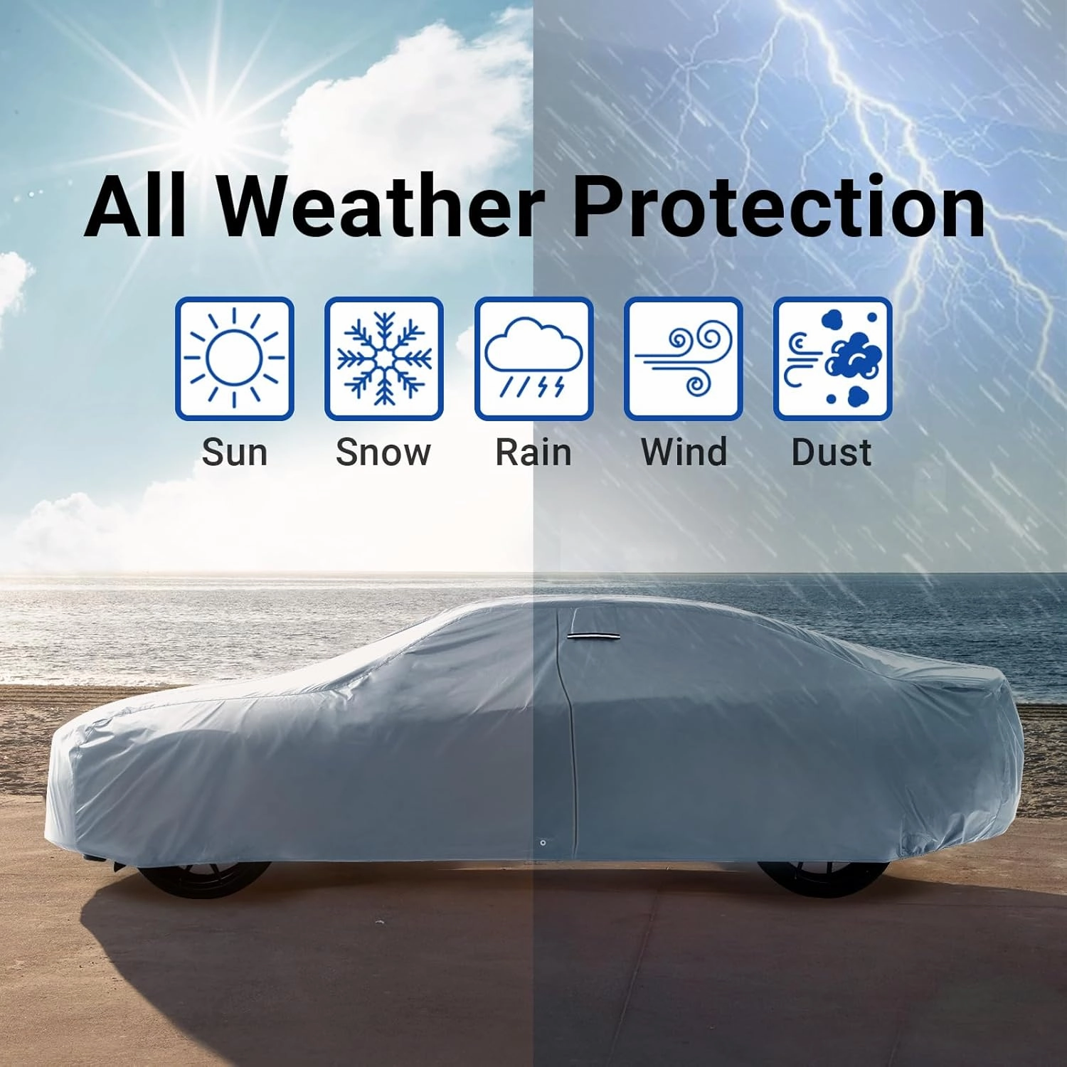 iCarCover Premium Car Cover for 1962-1965 Chevy Nova 2-Door Heavy Duty Waterproof All-Weather Automobiles Custom Fit Indoor Outdoor UV Snow Protection Covers with Straps and Bag