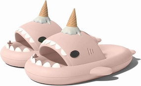 Ice Cream Shark Slides, Cute Cartoon 3D Cloud Shark House Slippers Shoes Sandals For Women Men