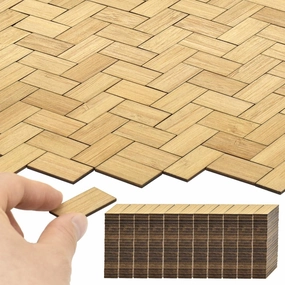 iLAND Miniature Dollhouse Accessories, 240pcs Varnished Dollhouse Flooring on 1:12 Scale with Natural Texture, 1/6 House Accessories (240pcs Parallelogram)