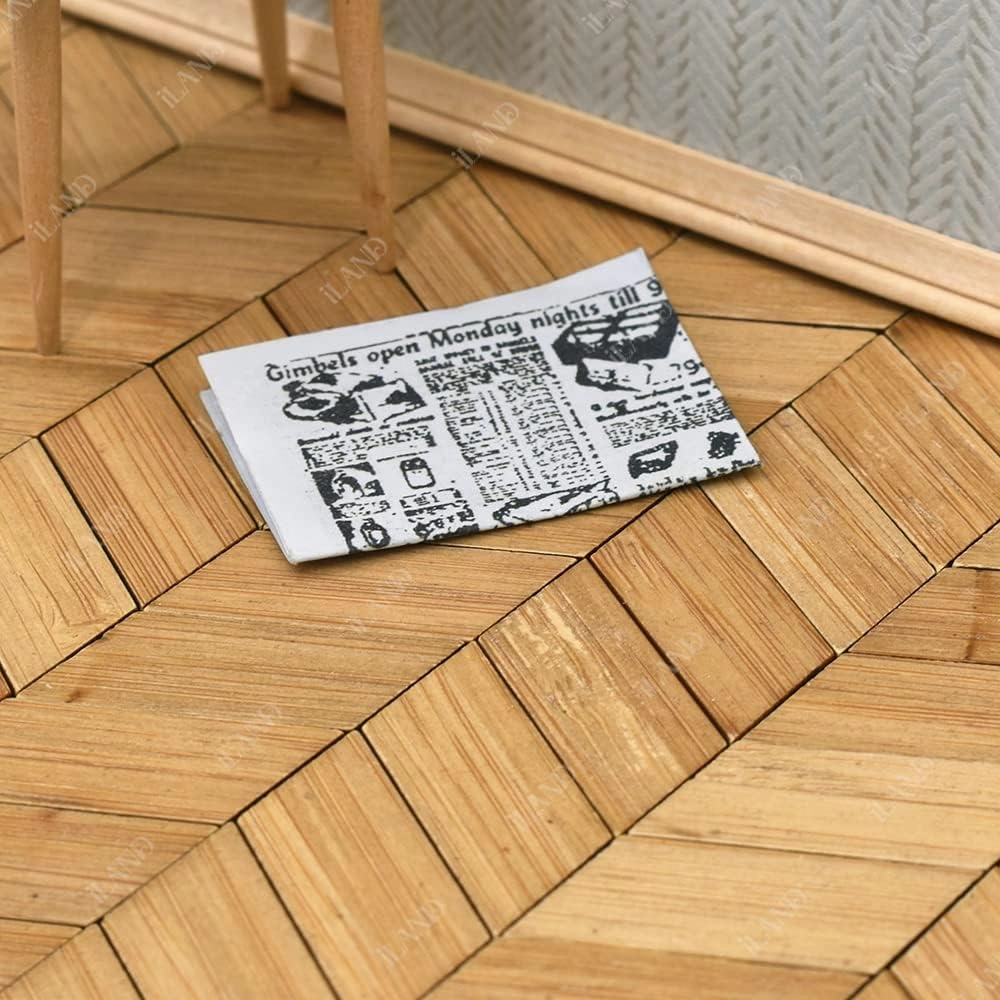iLAND Miniature Dollhouse Accessories, 240pcs Varnished Dollhouse Flooring on 1:12 Scale with Natural Texture, 1/6 House Accessories (240pcs Parallelogram)