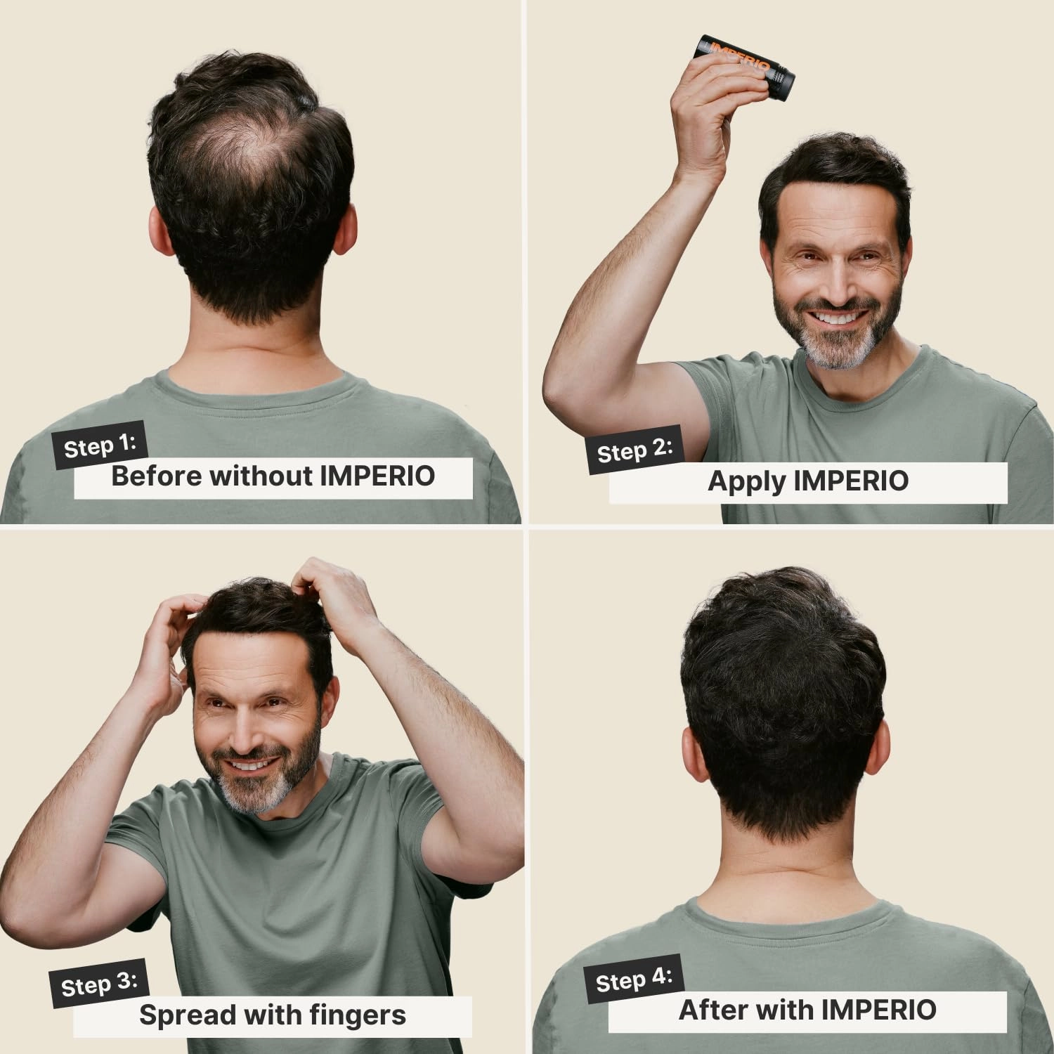 IMPERIO Hair Building Fibers for Thinning Hair - 26g Premium Hair Fibers for Women & Men in Hairdresser Quality - Hair thickening in less than 20 seconds (Black)