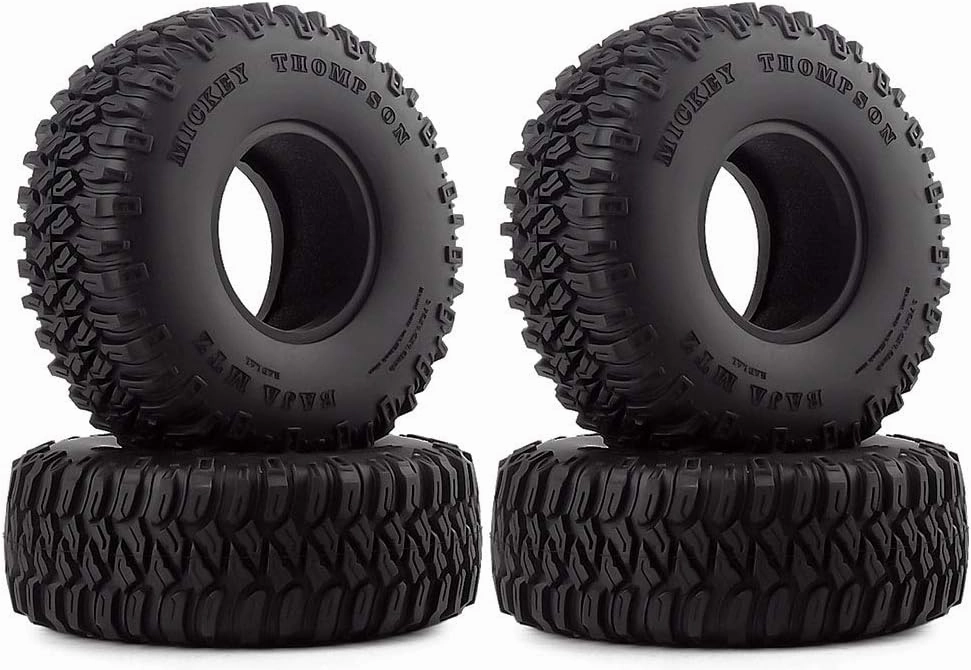 INJORA 4Pcs 1.55" Soft Rubber Wheel Tires 1.55 Inch Tyre for RC Crawler Car D90 TF2 Tamiya CC01 LC70 LC80