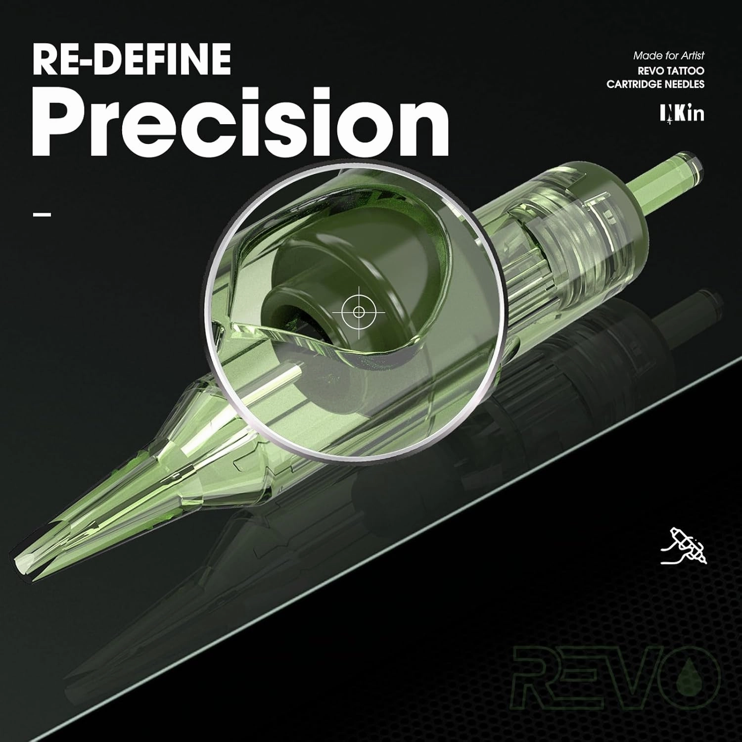 INKin REVO Tattoo Cartridge Needles, Professional Tattoo Needles With Re-Define Precision #12 Standard 0.35mm Round Liner 7RL, Upgraded Design Durable Needle Cartridges for Tattooing 20Pcs(R1207RL)