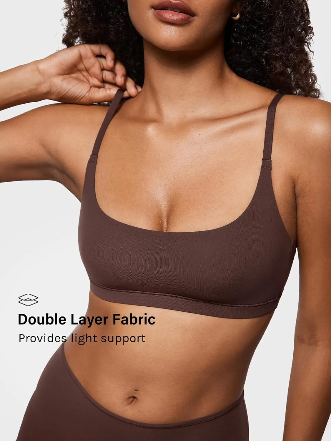 INLYRIC Women's Inbarely Plus Bralettes - No Underwire Unlined Support Soft Scoop Neck Cami Seamless Bralette
