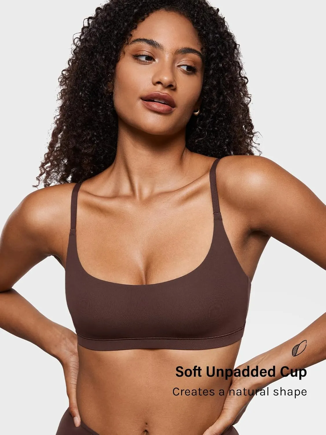 INLYRIC Women's Inbarely Plus Bralettes - No Underwire Unlined Support Soft Scoop Neck Cami Seamless Bralette