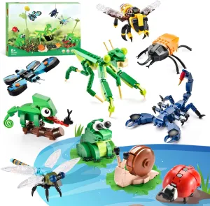 Insects Collection Building Toys for Kids,Animals Insect & Reptiles Blocks Set,Teen Building Sets with Beetle,Butterfly,Bee,Party Gift for 6 8 10 12  Boys Girls and Nature Lovers(946PCS)