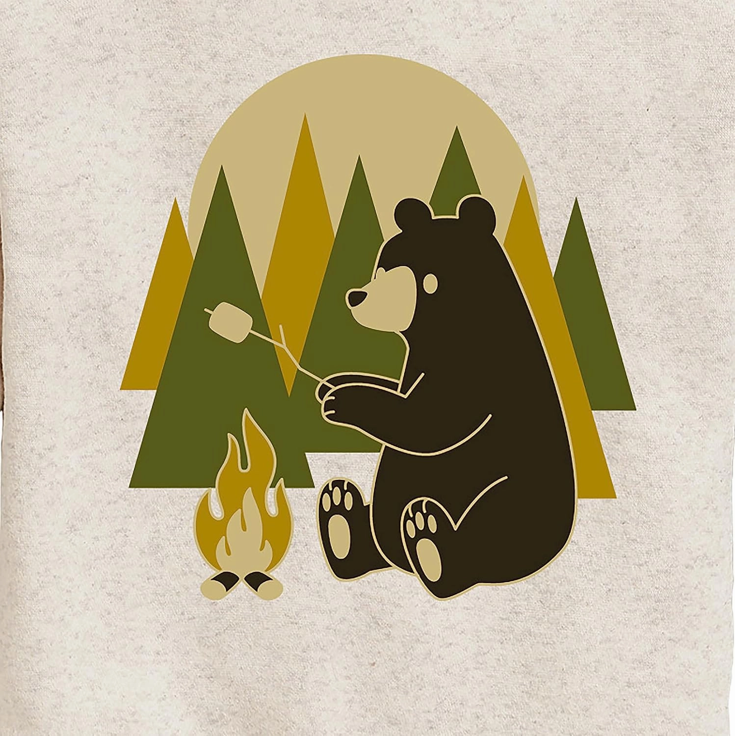 Instant Message - Bear Roasting Marshmallows - Toddler & Youth Crewneck Fleece Sweatshirt