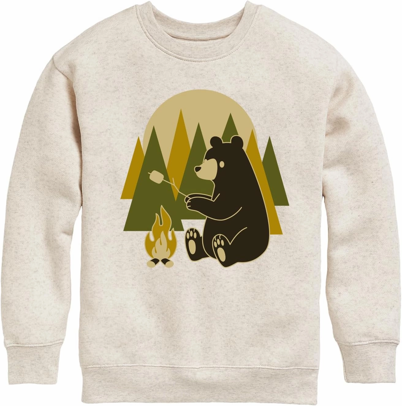 Instant Message - Bear Roasting Marshmallows - Toddler & Youth Crewneck Fleece Sweatshirt