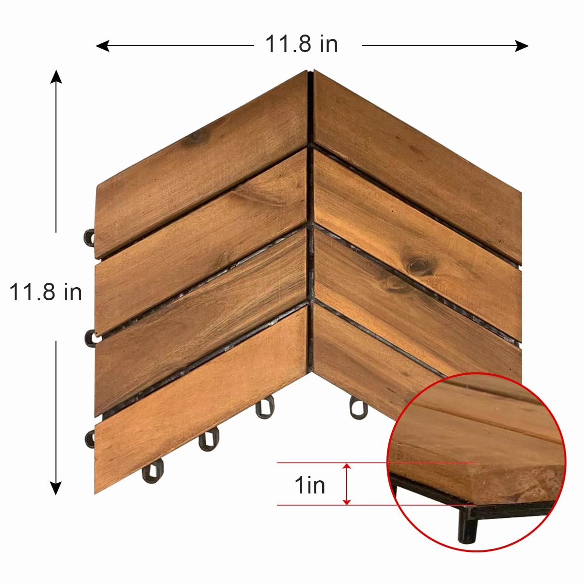 Interlocking Deck Tiles, 10pcs Patio Wood Deck Tiles,12''x12'' Deck Tiles for Both Indoor and Outdoor