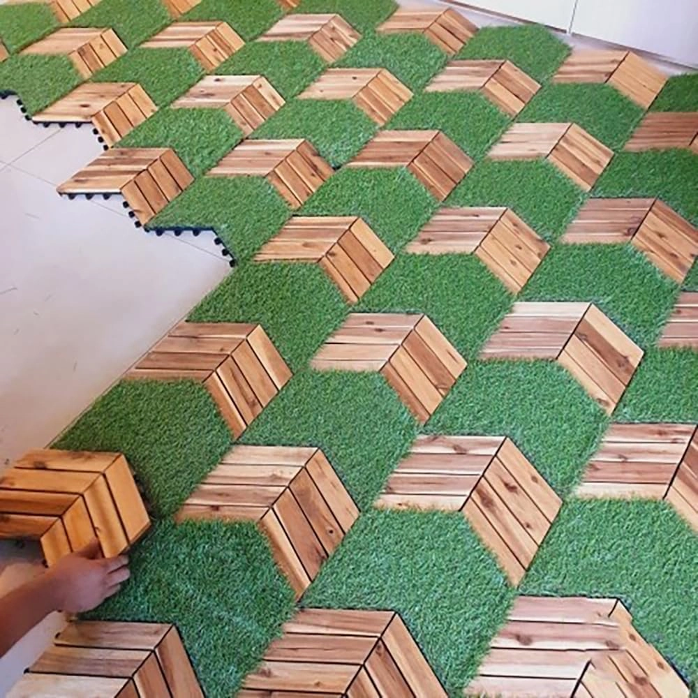 Interlocking Deck Tiles, 10pcs Patio Wood Deck Tiles,12''x12'' Deck Tiles for Both Indoor and Outdoor