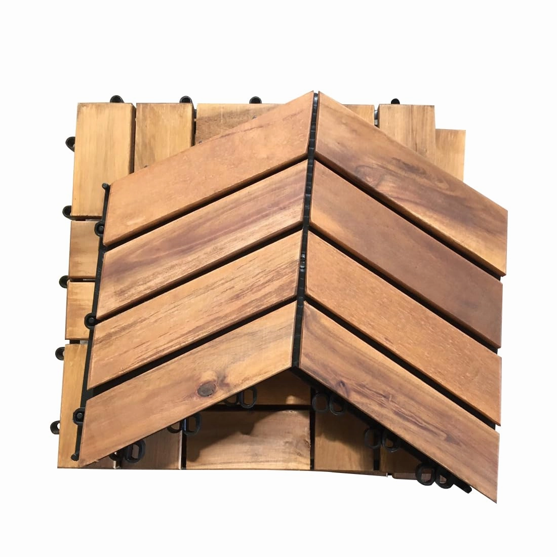 Interlocking Deck Tiles, 10pcs Patio Wood Deck Tiles,12''x12'' Deck Tiles for Both Indoor and Outdoor