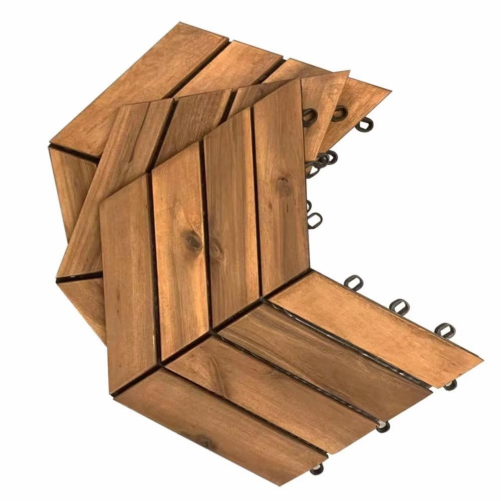 Interlocking Deck Tiles, 10pcs Patio Wood Deck Tiles,12''x12'' Deck Tiles for Both Indoor and Outdoor