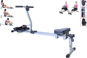 Iron Bar Regatta Rowing Machine Pro Fitness Rower | Smart Compact Rowing Glider 12 Hydraulic Resistance Levels for Full Body Workout Exercise Muscle Cardio Home Gym with LCB Performance Monitor