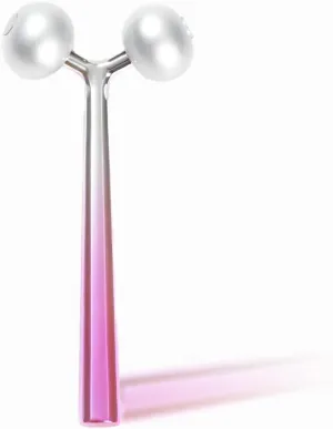 Ivy mwein Facial and Body Color Roller Massager, Y-Shaped Cooling Metal Contour to Reduce Puffiiness, Face Lift, Anti Aging, Skin Tightening, Reduce Wrinkles (Silver/Pink Ombre, 5.5 in.)