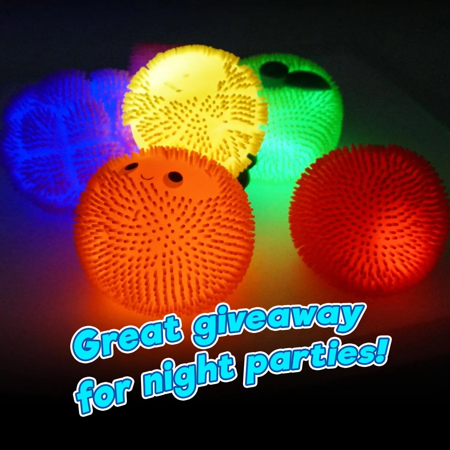 JA-RU Funsie Frootsies Light-Up Squeezy Toy (6 Units Assorted) Juicy Squishy Cute Fruit Tap to Light. Stretchy Foodie Stress Relief Sensory Toys for Kids, Teen, & Adult. Party Favor Fidget. 3906-6