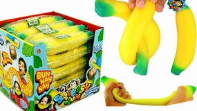 JA-RU Stretchy Banana Toy (12 Fidget Toy Pack) Slow Rising Squishy Fake Banana for Kids. Sand Filled Stress Relief Toy. Gag Gift. Fruit Themed Party Supplies. 3340-12p