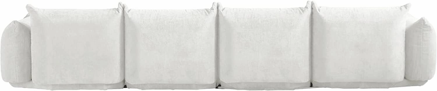 JACH Mid-Century Modern 4 Seater Couch, Chenille Sectional Sofa 4 Seats Modular Couches with Thick Cushion, 130" Plush Sofas Furniture for Living Room Bedroom Office Apartment, White