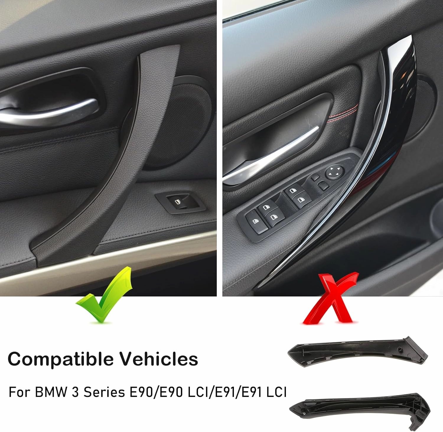 Jaronx for BMW 3 Series E90/E91 Door Handle Replacement Kit, Interior Passenger Handles for BMW 316 318 320 323 325 328 330 335 (2004-2011) (Left Side,Door Pull Outer Cover)