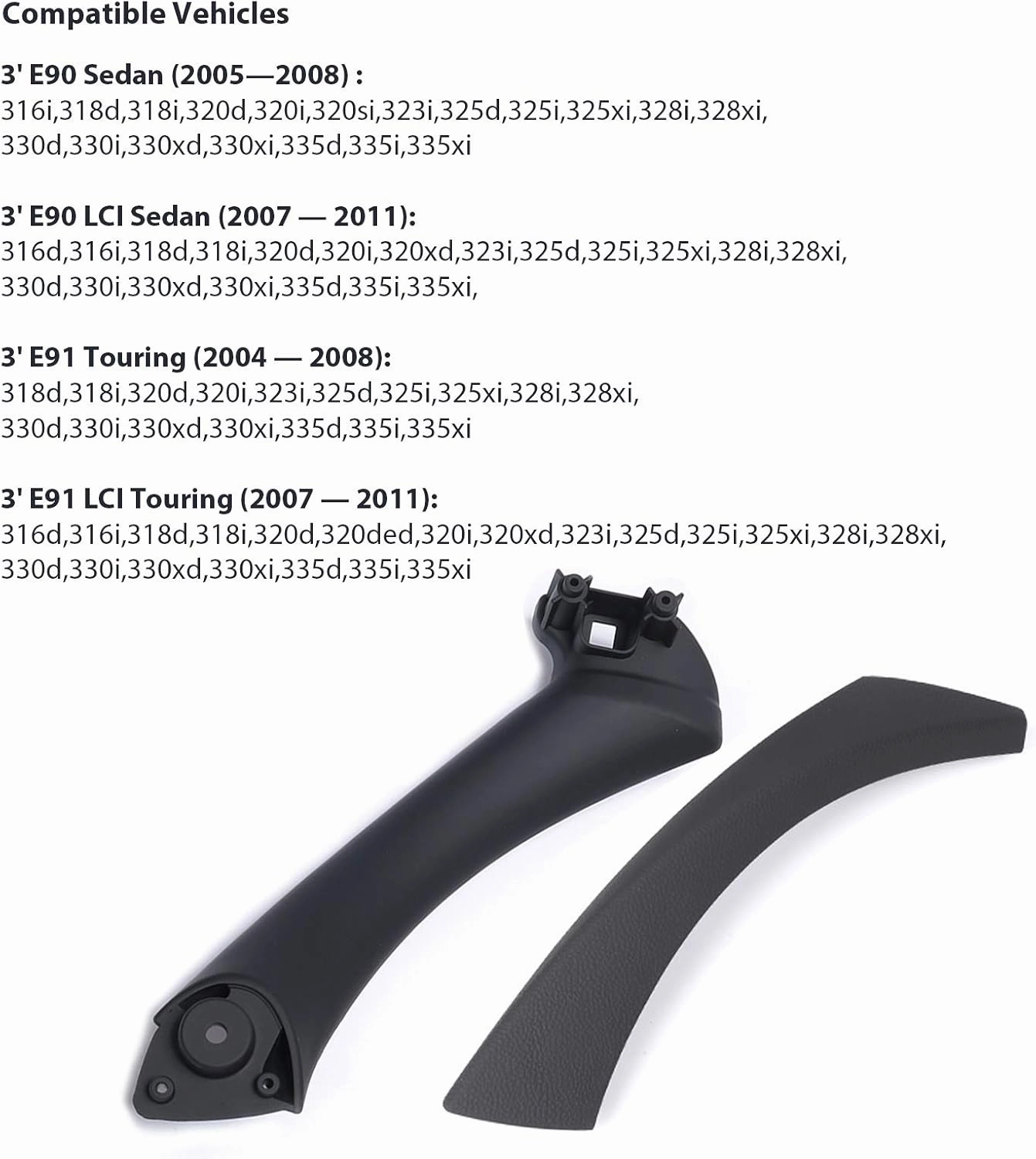 Jaronx for BMW 3 Series E90/E91 Door Handle Replacement Kit, Interior Passenger Handles for BMW 316 318 320 323 325 328 330 335 (2004-2011) (Left Side,Door Pull Outer Cover)